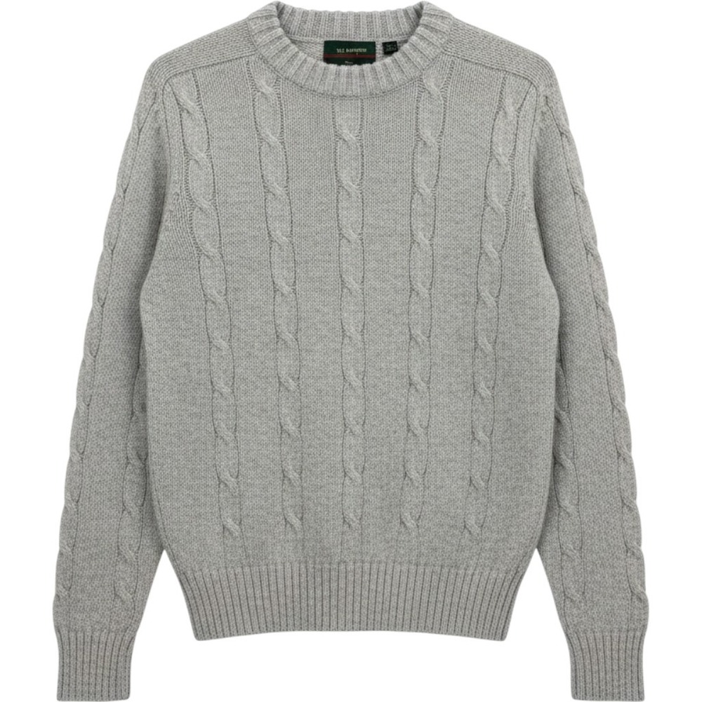 Hill & Archer Mens Gray Cable Knit Wool Blend Crew Neck Sweater Large Vintage